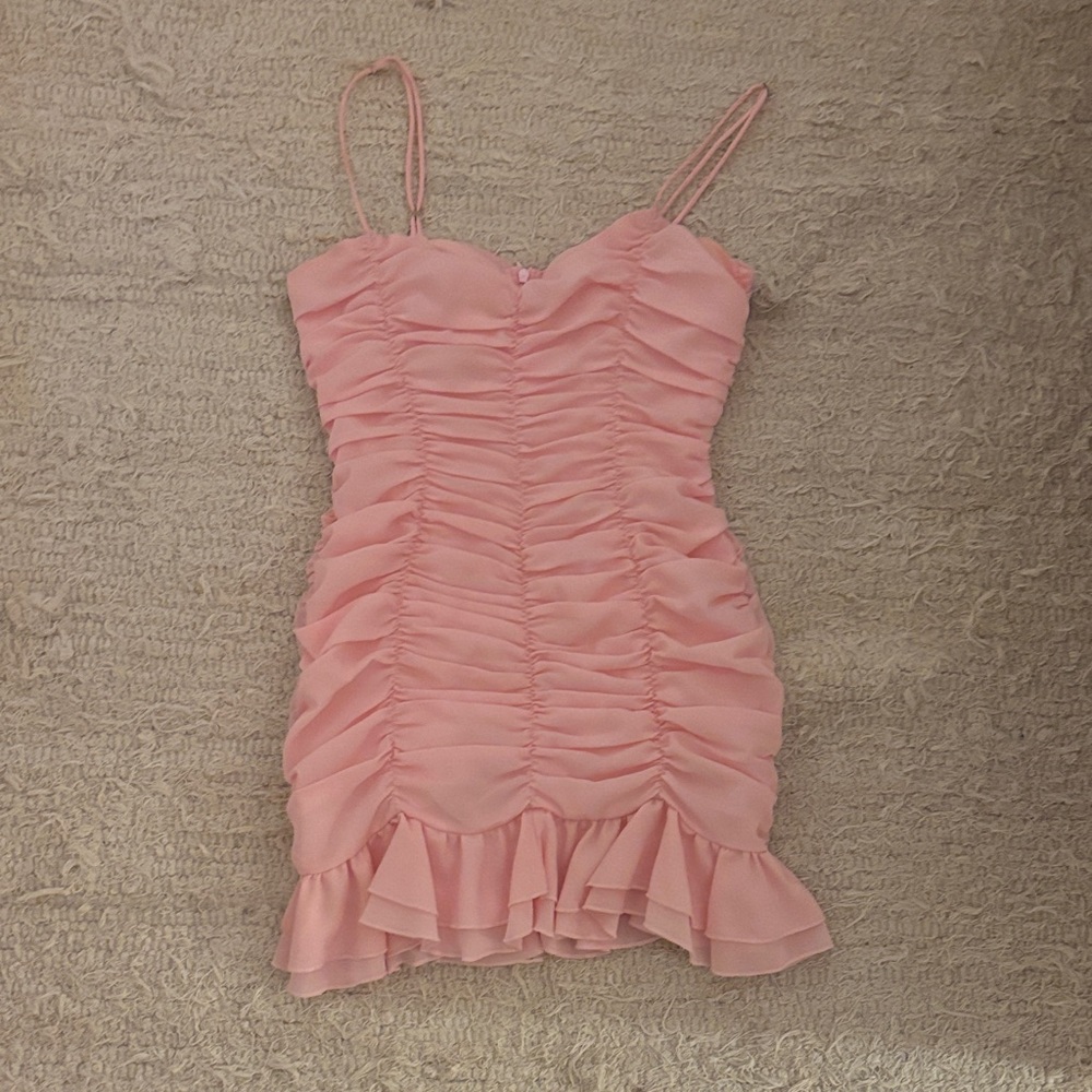 Lucy in the Sky Pink Ruched Mini Dress